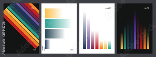 Modern Abstract Minimalist Geometric Poster Set with Colorful Gradient Stripes and Vibrant Linear Patterns for Creative Graphic Design Projects