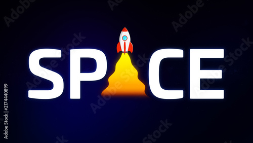 Foto Space Rocket Launch Forming the Word SPACE 2D Illustration