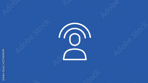 Digital connectivity icon with person and wireless signal wave lines representing modern telecommunication technology network connection