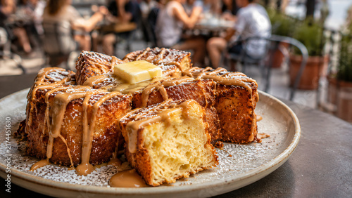 Obraz na płótnie Hong Kong Style French Toast Close Up, Macao Diner Peanut Butter Toast, Traditio