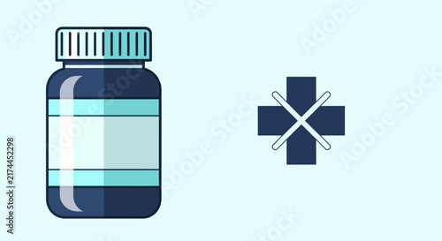 Medical Prescription Bottle Illustrating Medication Safety With Warning Icon Signage