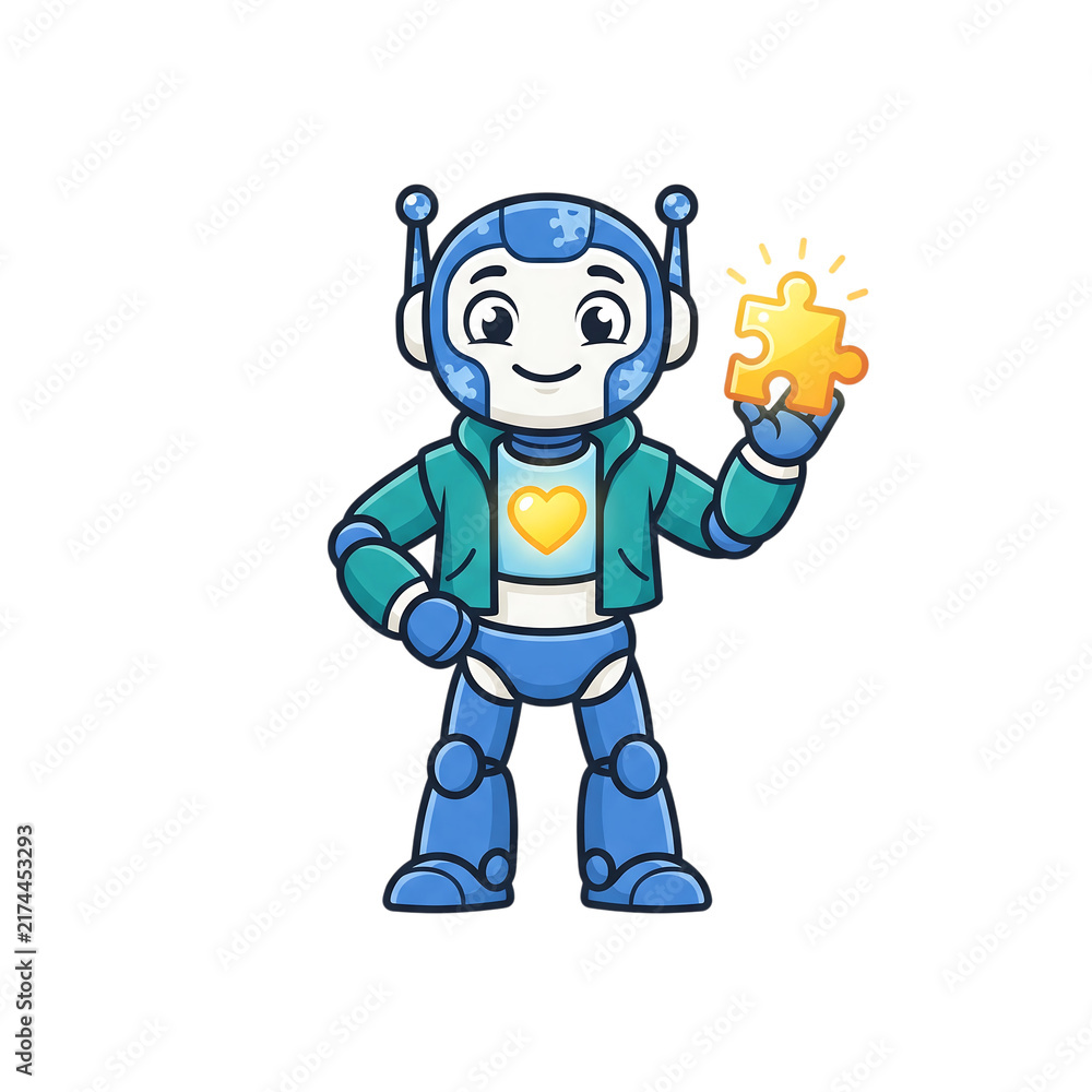 Obraz premium Friendly blue pixel art robot character holding a glowing yellow star for game design assets
