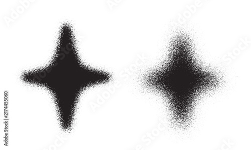 Abstract star symbol vector graphic created with black stippled dotwork and spray paint texture