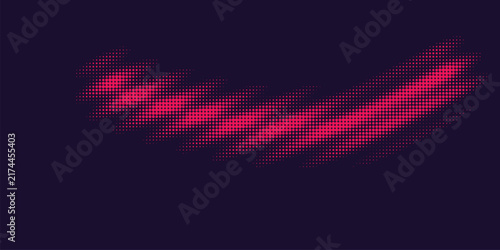 Pink halftone dotted sound wave graphic on dark purple background for music equalizer design.