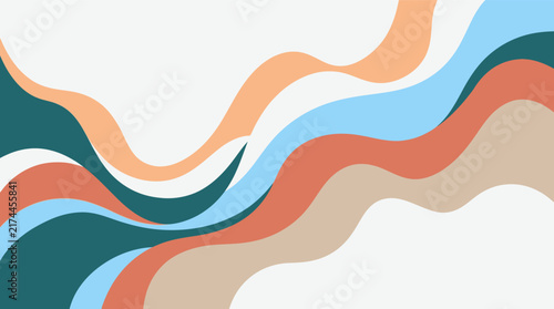 Abstract Graphic Illustration Featuring Multicolored Flowing Wavy Lines Pattern