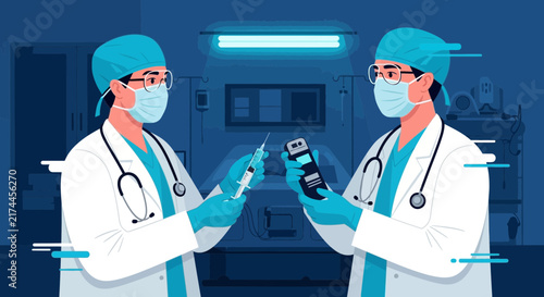 Medical Personnel in Sterile Environment Ready for an Important Treatment Procedure