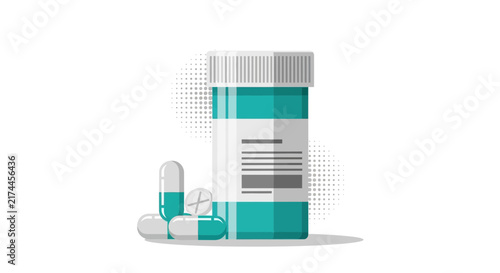 Medical Pharmacy Bottle With Pill Capsules And Tablets Healthcare Prescription Medicine Supplies