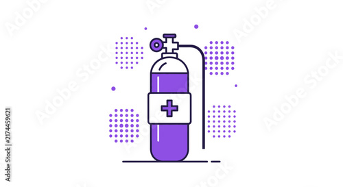 Medical Oxygen Tank Illustration with Plus Sign, Treatment and Healthcare concept