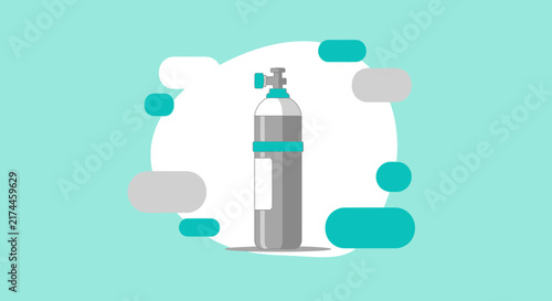 Medical Oxygen Tank In A Clean, Minimalist And Modern Flat Design Style