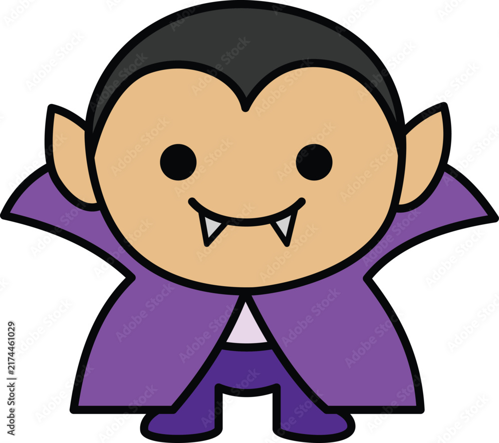 Obraz premium Adorable Chibi Vampire Illustration for Halloween Spooky Season Design
