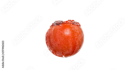 Konstfotografi Isolated vibrant red tomato adorned with sparkling silver and red jewelry and wa