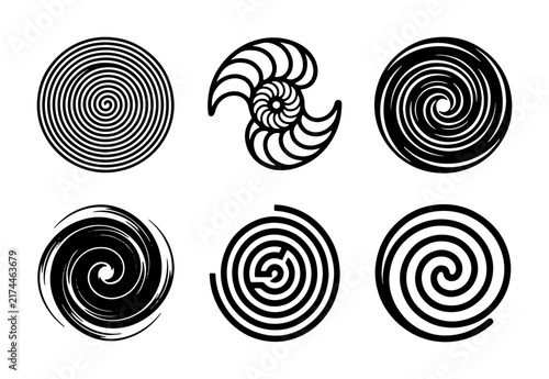 Abstract Swirls and Spirals Vector Icons Set: Hypnotic Patterns, Organic Shapes, Geometric Designs