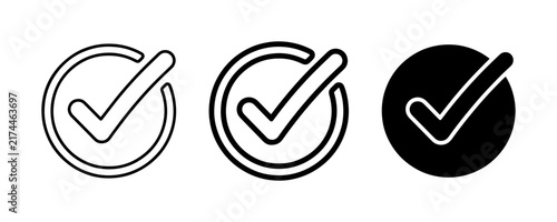 Checkmark Icons Set, Simple Tick Mark Graphics, Approved Symbol Vector Collection