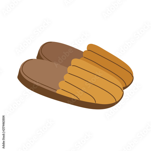  Fluffy, cozy fall house slippers. A hand-drawn-style vector clip art element on a transparent background.