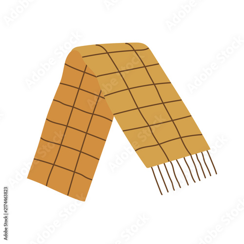 A warm, cozy scarf in fall colors. A hand-drawn-style vector clip art element on a transparent background.