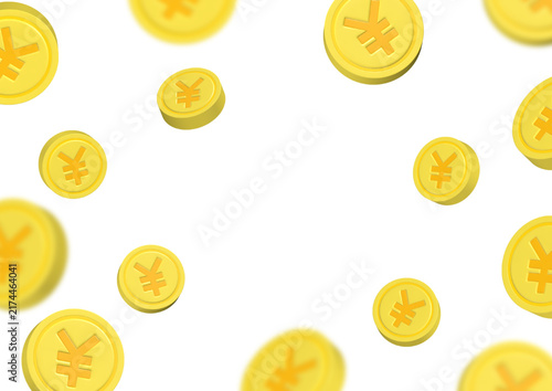 Flying Japanese Yen Coins 3D Vector Background
