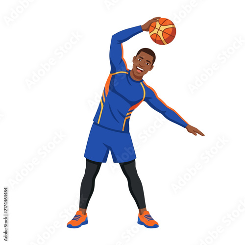 Athletic Man Stretching With Basketball During Workout Session