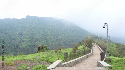 Fortress of Pavagadh During Rainy Days with Greenery, Champaner Pavagadh, Gujarat, India.