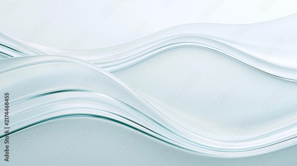 Fototapeta premium Abstract digital art piece with a light blue background. it features a series of curved lines that create a wave-like pattern. the lines are white and appear to be made of a smooth, glossy material.