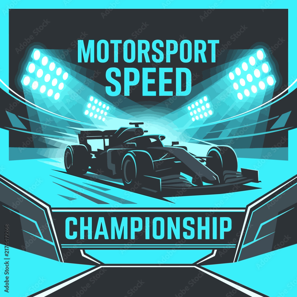 Naklejka premium An Energetic Motorsport Speed Championship Race Car Illustration