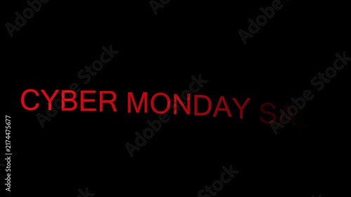 Cyber Monday sale hand written animated text. 4k animation with alpha channel on transparent background