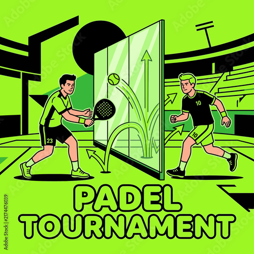 Active Padel Tennis Match In A Bright Stadium Setting