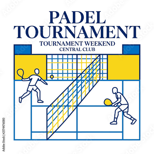 Active Padel Tennis Tournament Competition Graphic Illustration For Sports Event Promotion