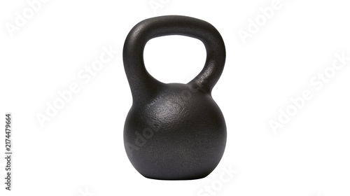фотографія Isolated heavy black cast iron kettlebell for strength training, fitness, and gym workouts