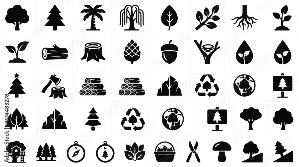Obraz premium Tree icon set vector