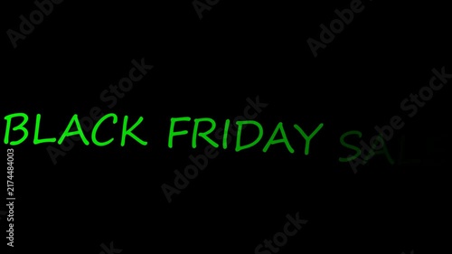 Black friday sale hand written animated text. 4k animation with alpha channel on transparent background  