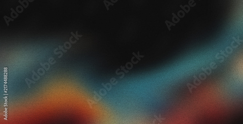 Vibrant rainbow, orange blue teal white psychedelic grainy gradient color flow wave on black background, music cover dance party poster design. Retro Colors from the 1970s 1980s, 70s, 80s, 90s style