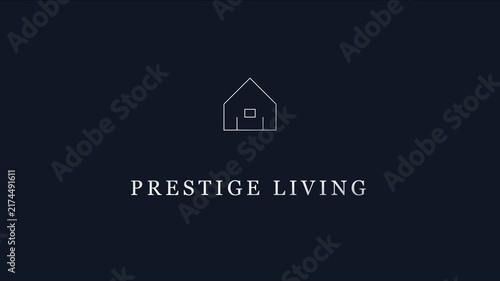 Prestige living minimalist real estate animation with line house and typography on dark 4k background