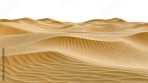 Фотография Isolated desert sand dunes with stunning natural flowing patterns and beautiful golden light