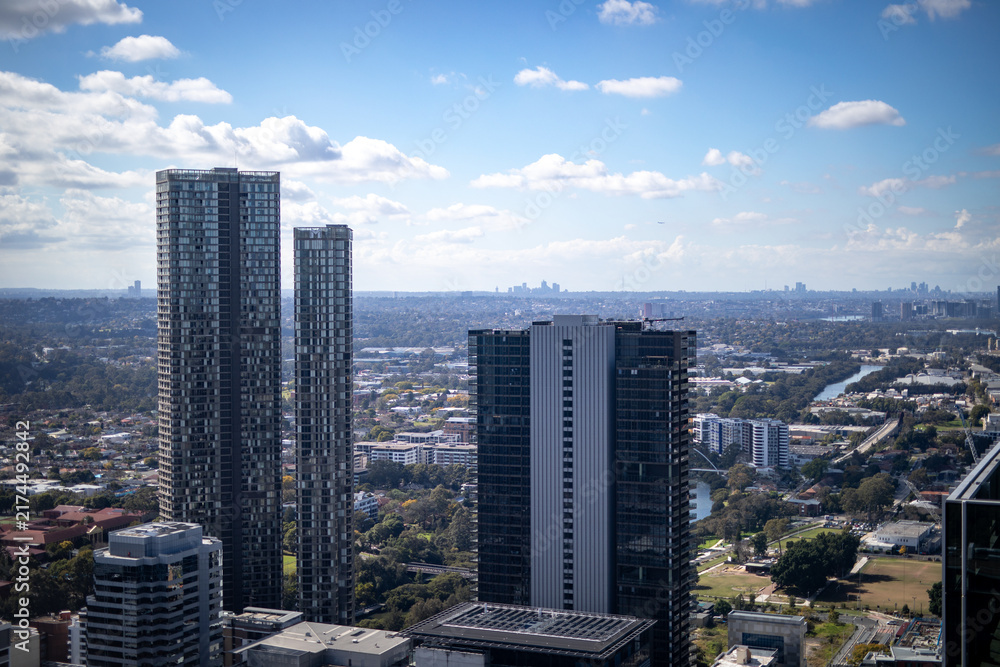 Obraz premium Cityscape View Urban Skyline Tall Buildings