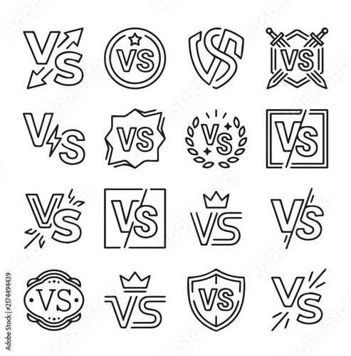 Versus icons collection for competition and battle in modern graphic design style