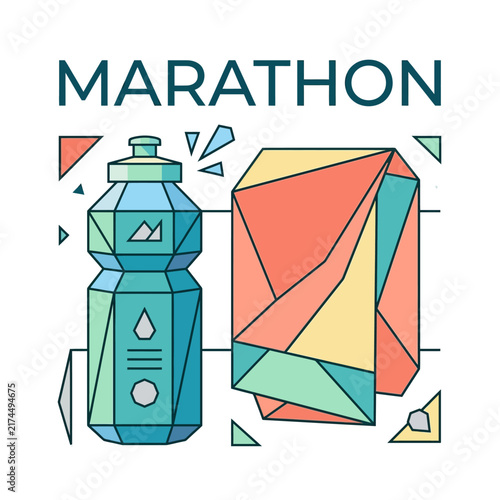 Marathon Hydration And Fueling Geometric Style Vector Art