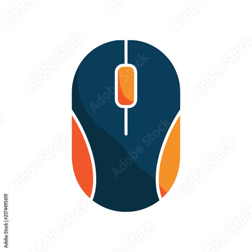 Minimalist computer mouse icon with vibrant orange
