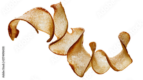 Fotografie Isolated elegant golden crispy sugar-coated snack crisps forming a beautiful flo