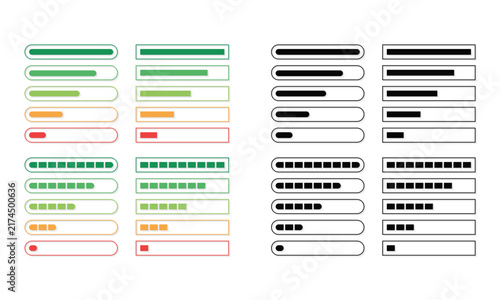 Loading progress bar template icon set for interface indicator graphic