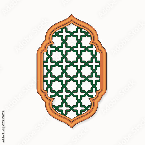 Arabic ornament window border with traditional oriental star pattern