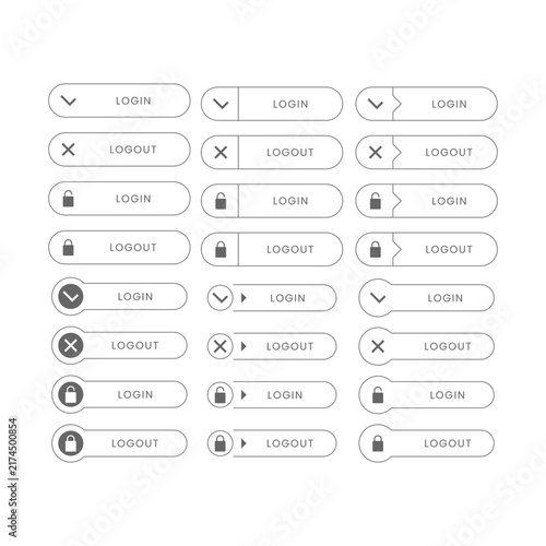 Web button outline design collection for digital dashboard interface