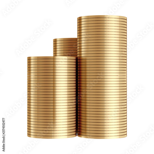 Brazilian One Real Coin Stacks 3D Render with Isolated Background