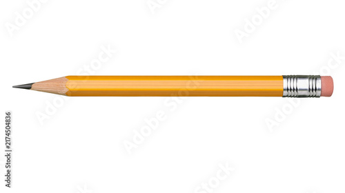 Fotografía Isolated traditional yellow wooden pencil with pink eraser and shiny metal ferru