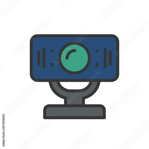 Modern digital webcam flat vector illustration for video conferencing and online streaming
