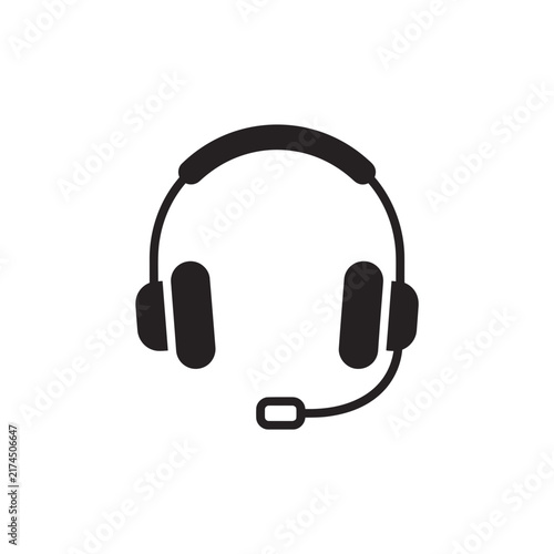 Modern Flat Headset Vector Icon for Customer Support and Communication Services