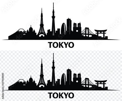 Photography Tokyo city skyline silhouette vector illustration