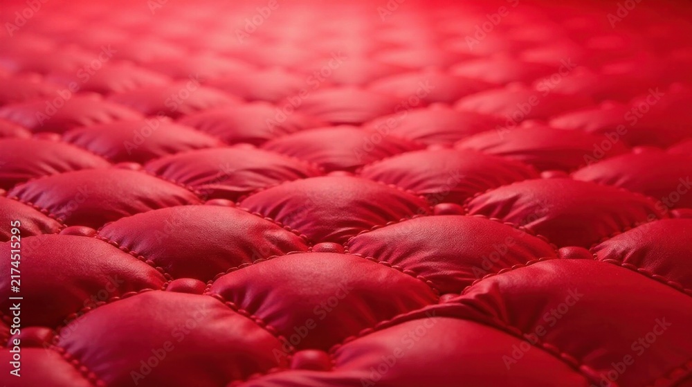 Obraz premium Close-up view of luxurious red quilted texture with deep stitching and button accents