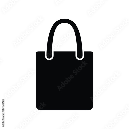 Tote Bag Silhouette Vector Icon. Reusable Eco-Friendly Shopping Bag