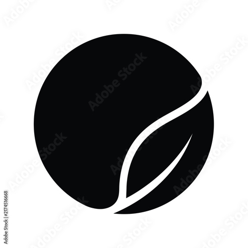 Abstract Black Leaf in Circle Vector Icon. Minimalist Eco Logo and Organic Badge Silhouette.
