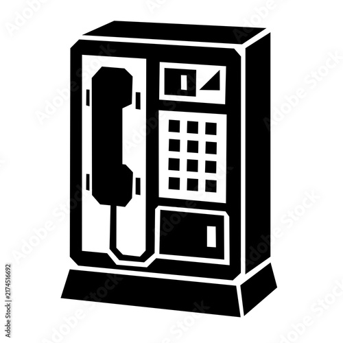 Fotografie Public Payphone Black and White Geometric Icon